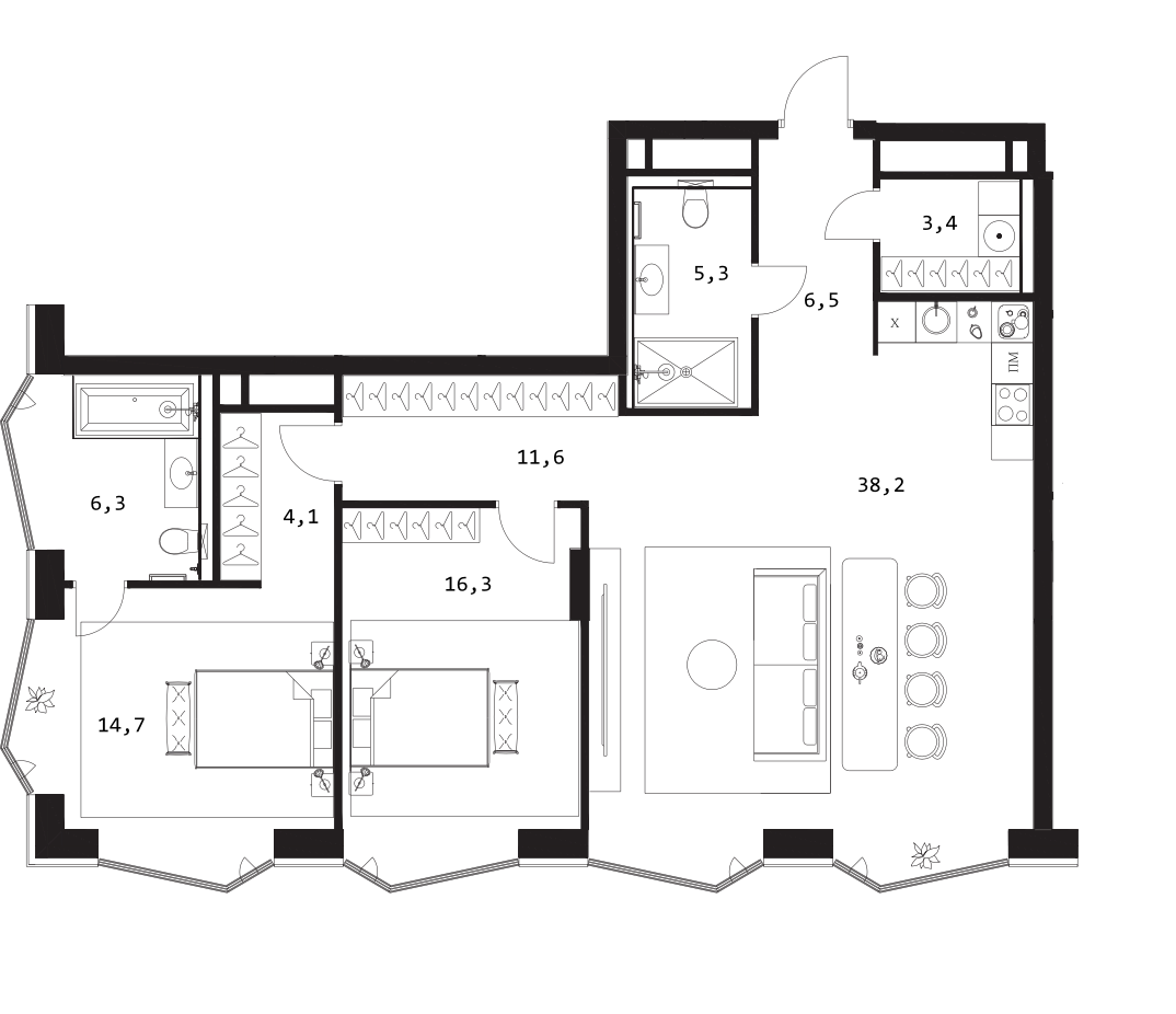 3-комн. A. Residence
