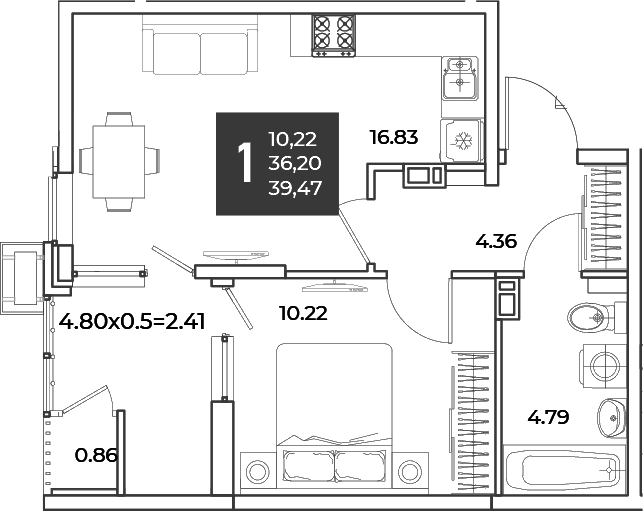Продается 1-комн. квартира, 36.2 м²
