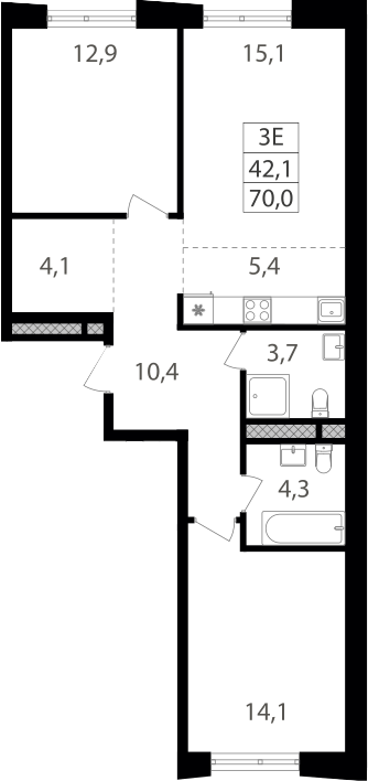 3-комн. Семеновский парк 2