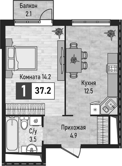 1-комн. Живописный