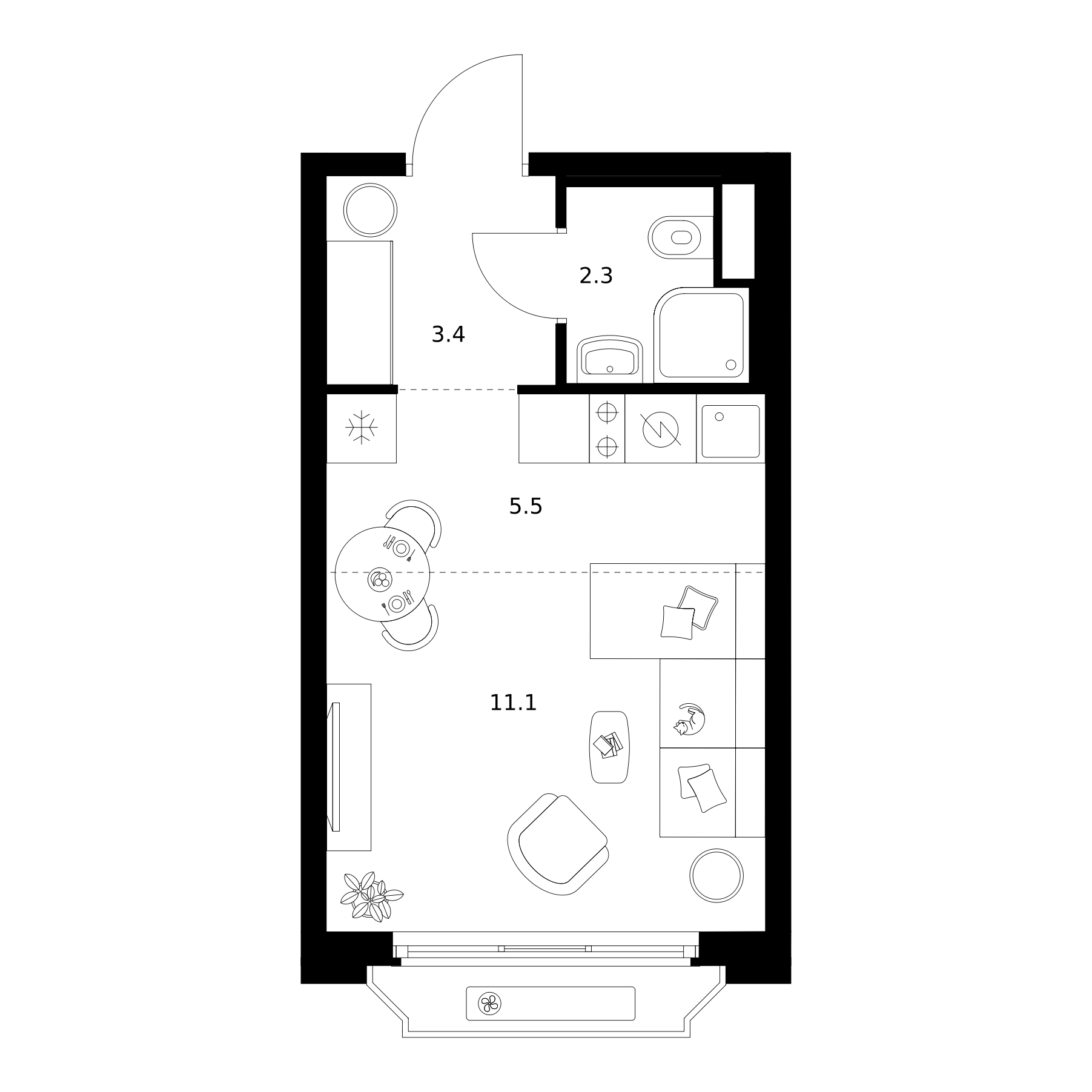 Студия, 22.3 м², 14/16 этаж, ЖК «2-й Иртышский»