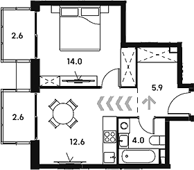 1-комн., 36.5 м², 13/23 этаж, ЖК «Аквилон Сигнал»