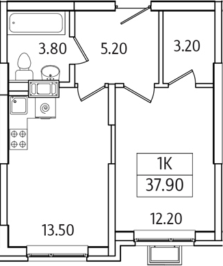 1-комн., 37.9 м², 10/21 этаж, ЖК «Видный Берег 2.0»
