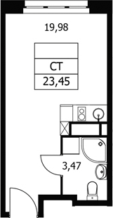 Студия, 23.45 м², 17/21 этаж, ЖК «Волковская 67»