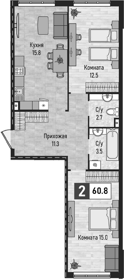 2-комн. Живописный