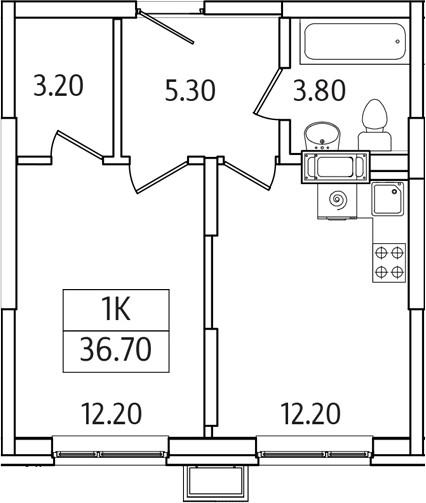1-комн., 36.7 м², 20/21 этаж, ЖК «Видный Берег 2.0»