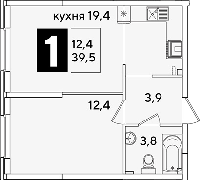 2-комн. квартира, 39.5 м² в ЖК Самолет — фото 2
