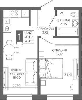 1-комн. квартира, 40.05 м² в ЖК Иначе в Молодежном — фото 2