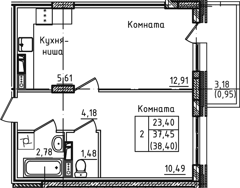 2-комн. Зеленый город