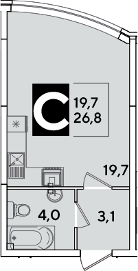 Студия квартира, 26.8 м² в ЖК Самолет — фото 3