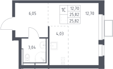 Студия, 25.82 м², 12/12 этаж, ЖК «Новое Видное»