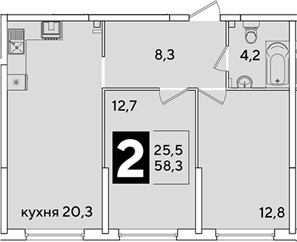3-комн. квартира, 58.3 м² в ЖК Самолет — фото 2