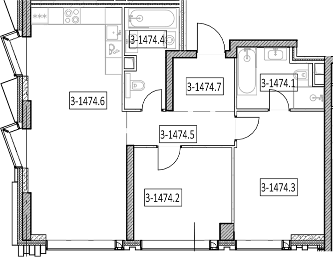 3-комн., 76.7 м², 45/55 этаж, ЖК «Айс Тауэрс»