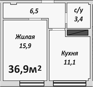 1-комн., 36.9 м², 2/9 этаж, ЖК «Европейский»