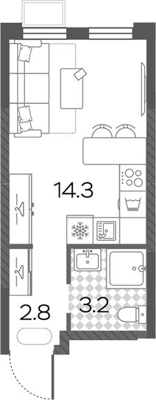 Студия, 20.3 м², 24/24 этаж, ЖК «Лучи»