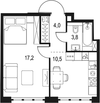 1-комн., 35.5 м², 20/20 этаж, ЖК «Левел Южнопортовая»