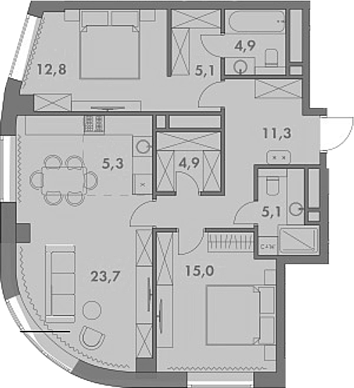 3-комн. Родина Парк