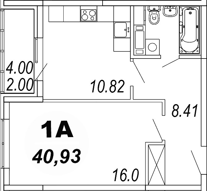 1-комн., 38.93 м², 4/4 этаж, ЖК «Шолохово»