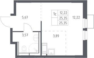 Студия, 25.35 м², 20/25 этаж, ЖК «Большое Путилково»