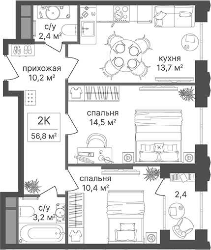2-комн. Гостиничный комплекс Варшавские ворота
