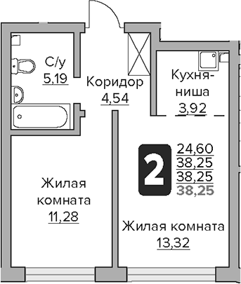 2-комн. Гранель Тринити