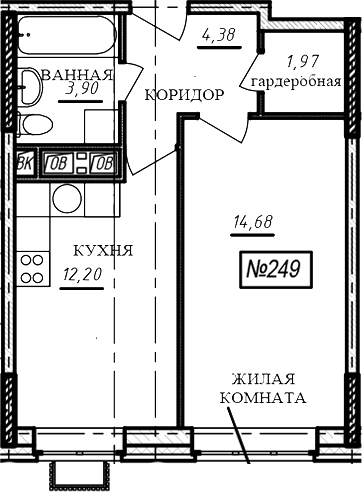 1-комн., 37.1 м², 12/16 этаж, ЖК «Краснофлотский»