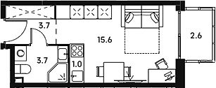 Студия, 24 м², 19/23 этаж, ЖК «Аквилон Сигнал»
