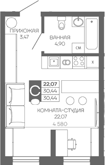 Студия квартира, 30.44 м² в ЖК Иначе в Молодежном — фото 2