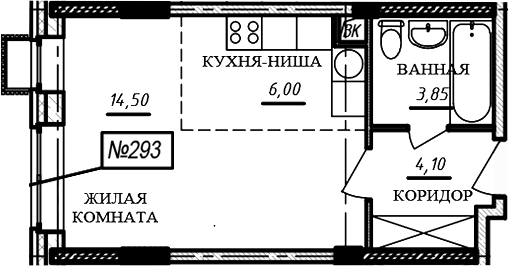 Студия, 28.5 м², 2/16 этаж, ЖК «Краснофлотский»