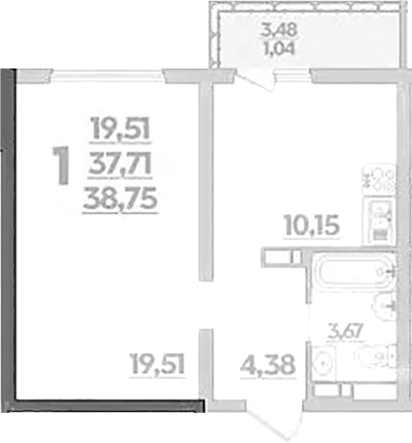 Продается 1-комн. квартира, 37.71 м²