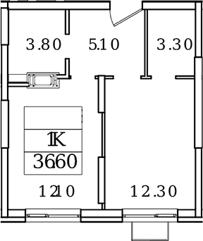 1-комн., 36.6 м², 20/20 этаж, ЖК «Видный Берег 2.0»