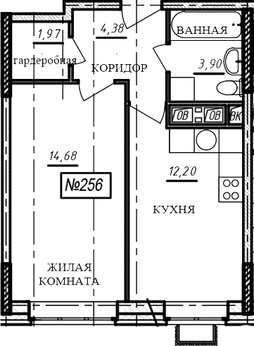 1-комн., 37.1 м², 13/16 этаж, ЖК «Краснофлотский»