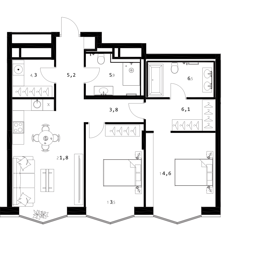 3-комн. A. Residence