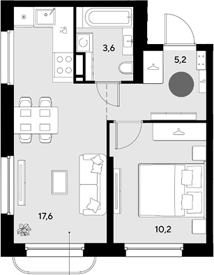 2-комн. квартира, 36.6 м² в ЖК Грейд — фото 2