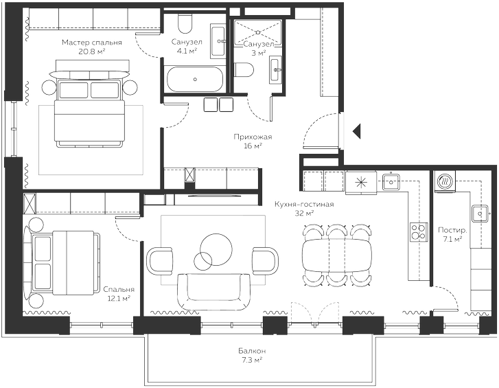 3-комн. River Residences