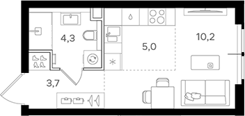 Студия, 23.2 м², 26/31 этаж, ЖК «НАЗАРЕ»