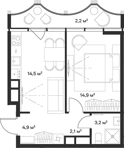 2-комн., 39.6 м², 17/24 этаж, ЖК «Союз»