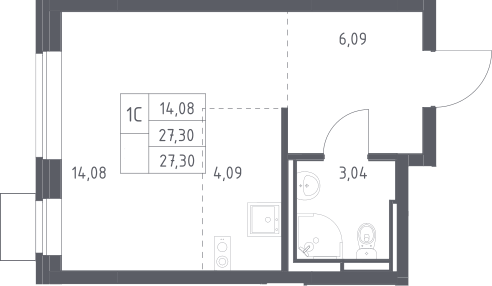 Студия, 27.3 м², 3/12 этаж, ЖК «Богдановский лес»
