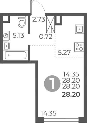 Студия, 28.2 м², 4/27 этаж, ЖК «Мневники от Гранель»