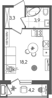 Студия квартира, 25.4 м² в ЖК Рекорд — фото 2