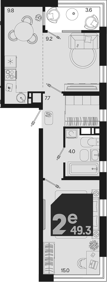 2-комн. квартира, 45.7 м² в ЖК Первое место — фото 2