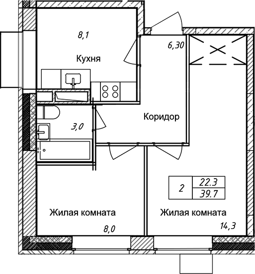 2-комн. Солнечный