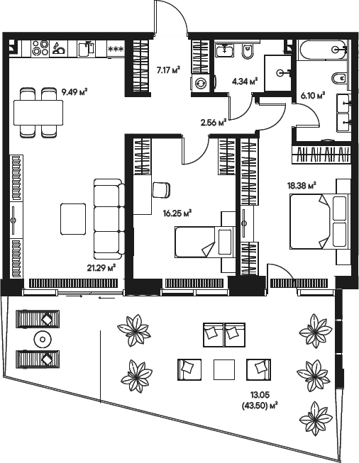 3-комн., 85.58 м², 6/11 этаж, ЖК «Джойс»