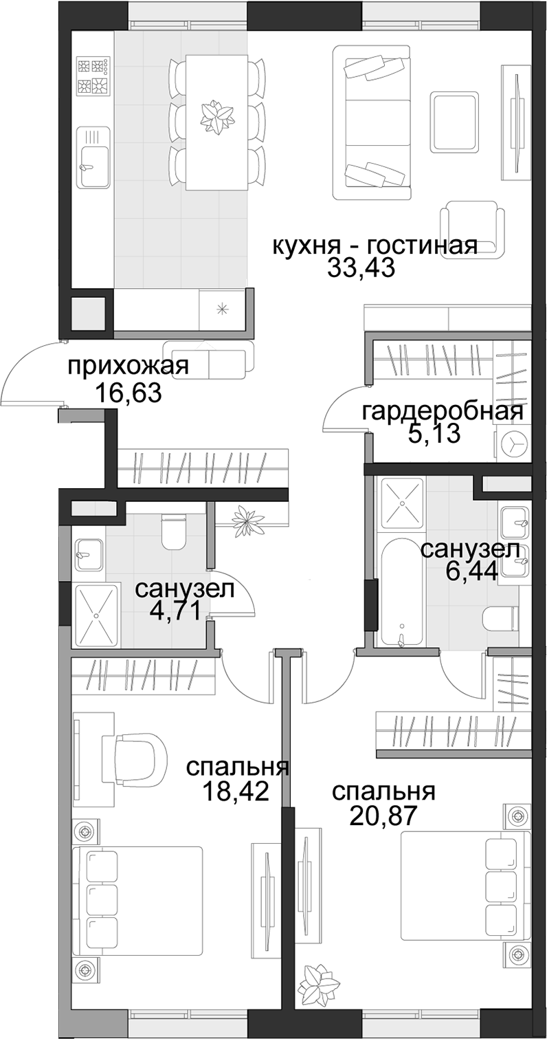 3-комн. Садовническая, 69