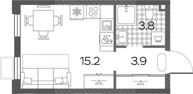 Студия, 22.9 м², 2/24 этаж, ЖК «Лучи»