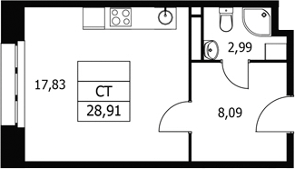 Студия, 28.91 м², 11/21 этаж, ЖК «Волковская 67»