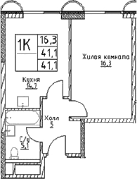 1-комн., 41.1 м², 20/29 этаж, ЖК «Наметкин Тауэр»