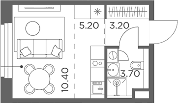 Студия, 22.5 м², 12/17 этаж, ЖК «Белый Град»