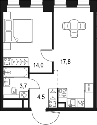 2-комн., 40 м², 26/40 этаж, ЖК «Левел Селигерская»