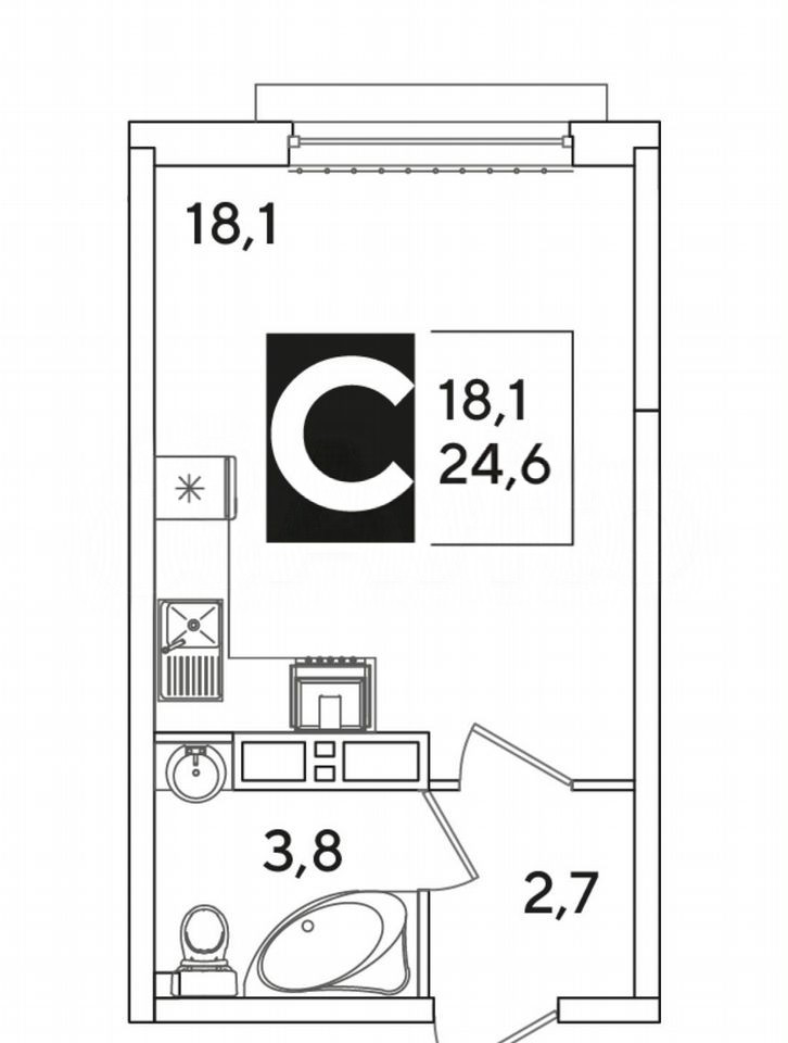 1-комн. квартира, 24.8 м² в ЖК Лето — фото 3